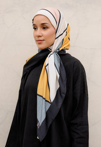 Novaa Printed Square Hijab (Geometri Gold)