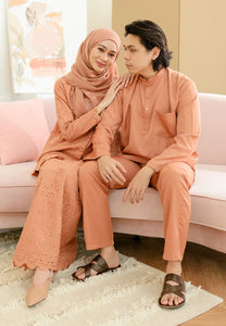 Baju Melayu Nia Men ( Melon Orange )