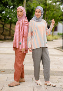 Breezy Stripe T-Shirt (Peach Grey)