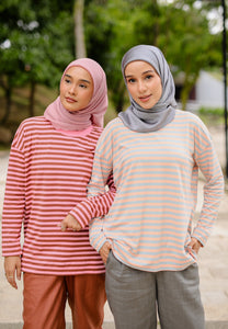 Breezy Stripe T-Shirt (Brown Pink)