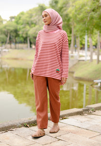 Breezy Stripe T-Shirt (Brown Pink)