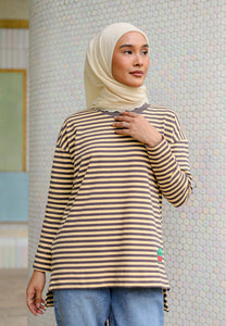 Breezy Stripe T-Shirt (Grey Yellow)