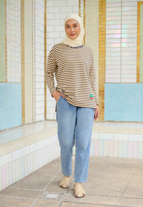 Breezy Stripe T-Shirt (Grey Yellow)