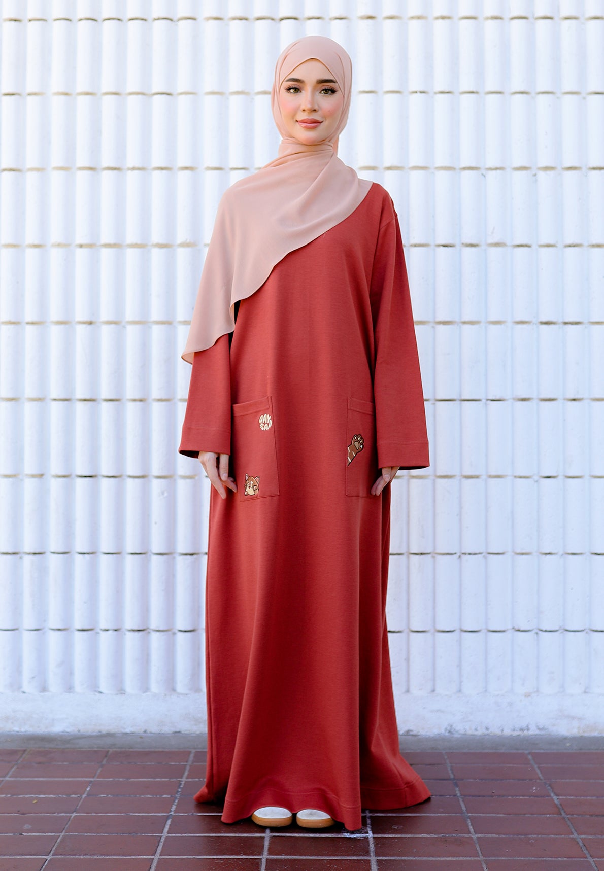 Preorder Yumna Shirt Caftan (Brick Orange Nursing Friendly)