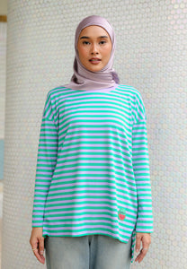 Breezy Stripe T-Shirt (Purple Green)