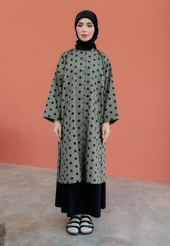 Ibna Printed Tunic (Polka Moss Green)