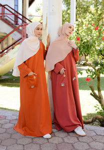 Preorder Yumna Shirt Caftan (Brick Orange Nursing Friendly)