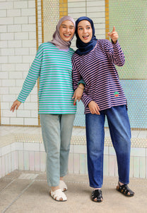 Breezy Stripe T-Shirt (Purple Green)