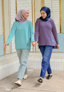 Breezy Stripe T-Shirt (Purple Blue)