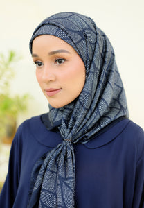 Rylaa Square Hijab (Leaf Dark Blue)