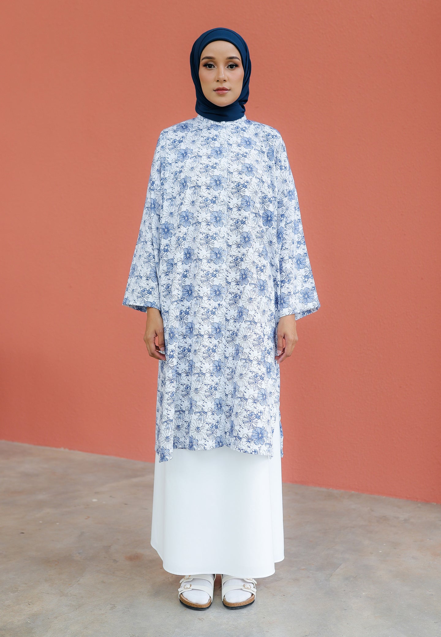 Ibna Printed Tunic (Blue White)