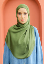 Load image into Gallery viewer, Bayu Halfmoon Satin Shawl (Olive Green)