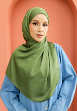 Load image into Gallery viewer, Bayu Halfmoon Satin Shawl (Olive Green)