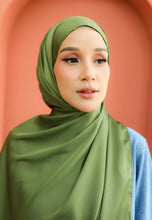 Load image into Gallery viewer, Bayu Halfmoon Satin Shawl (Olive Green)