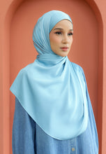 Load image into Gallery viewer, Bayu Halfmoon Satin Shawl (Dusty Blue)