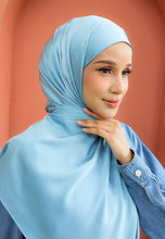 Load image into Gallery viewer, Bayu Halfmoon Satin Shawl (Dusty Blue)