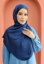 Load image into Gallery viewer, Bayu Halfmoon Satin Shawl (Navy Blue)
