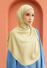 Load image into Gallery viewer, Bayu Halfmoon Satin Shawl (Greenish Gold)