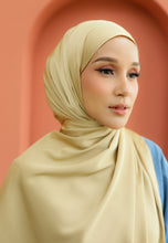 Load image into Gallery viewer, Bayu Halfmoon Satin Shawl (Greenish Gold)
