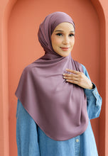 Load image into Gallery viewer, Bayu Halfmoon Satin Shawl (Plum Purple)