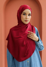 Load image into Gallery viewer, Bayu Halfmoon Satin Shawl (Maroon)