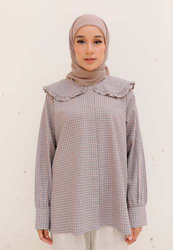 Myra Checkered Top (Taupe)