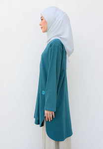 Mahdia Linen Top (Teal Blue)