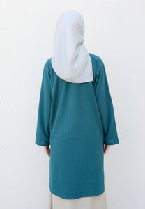 Mahdia Linen Top (Teal Blue)