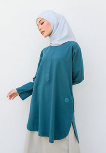 Mahdia Linen Top (Teal Blue)