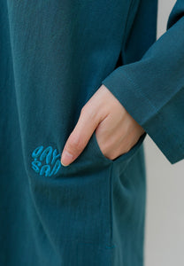 Mahdia Linen Top (Teal Blue)