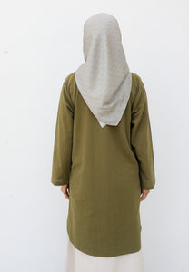 Mahdia Linen Top (Olive Green)