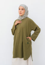 Load image into Gallery viewer, Mahdia Linen Top (Olive Green)