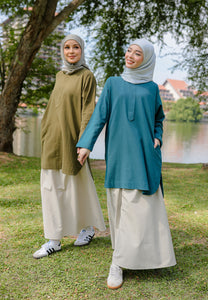 Mahdia Linen Top (Teal Blue)