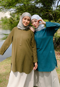 Mahdia Linen Top (Teal Blue)