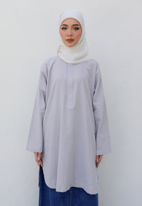 Mahdia Linen Top (Soft Grey)
