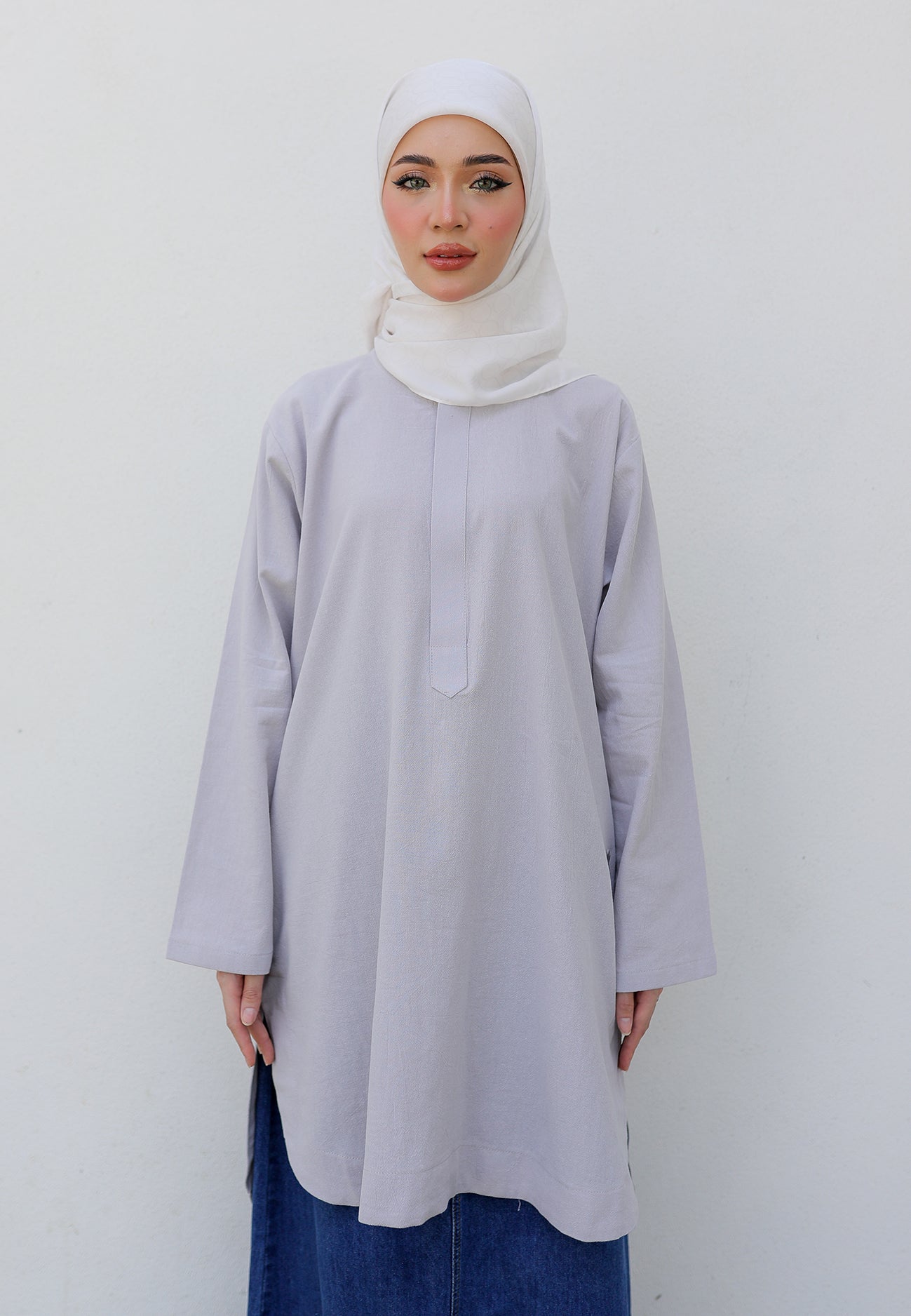 Mahdia Linen Top (Soft Grey)