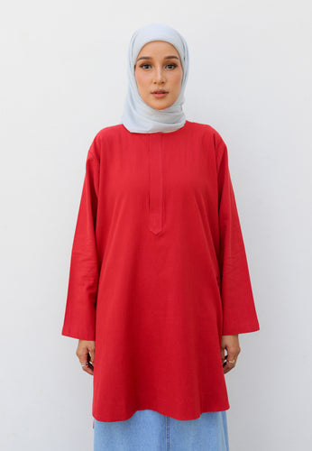 Mahdia Linen Top (Red)
