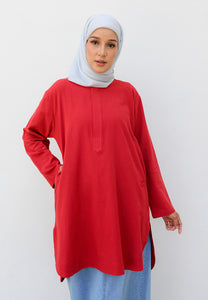 Mahdia Linen Top (Red)