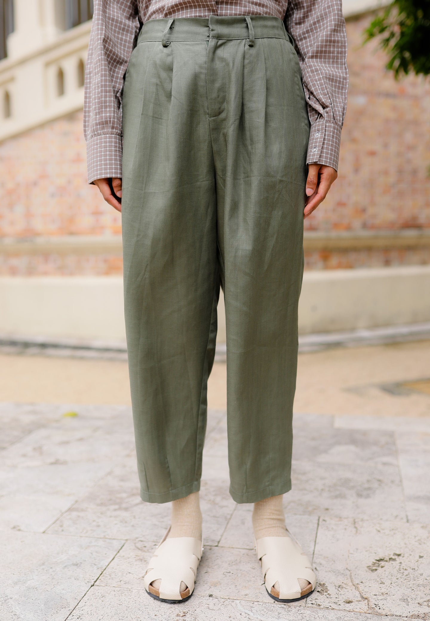 Luna Linen Pants (Olive Green)