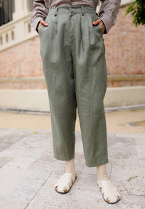 Luna Linen Pants (Olive Green)