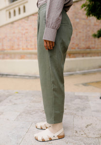 Luna Linen Pants (Olive Green)