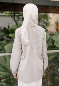 Cloe Embroidered Top (Grey Beige)