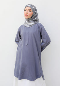 Mahdia Linen Top (Blue Grey)