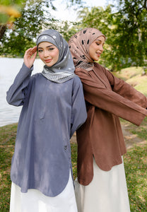 Mahdia Linen Top (Blue Grey)