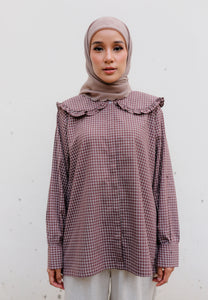 Myra Checkered Top (Dusty Brown)