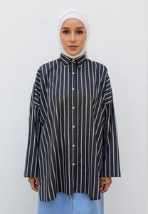 Naina Stripe Top (Blue-Black)