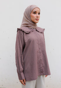 Myra Checkered Top (Dusty Brown)