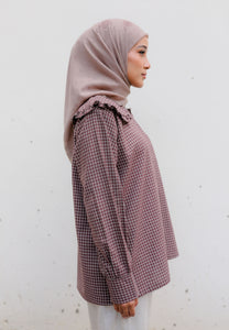 Myra Checkered Top (Dusty Brown)