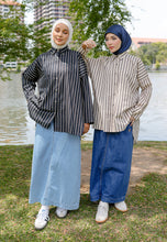 Load image into Gallery viewer, Naina Stripe Top (Nude Grey)