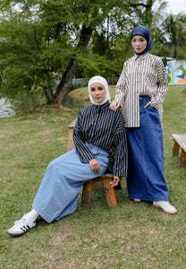 Naina Stripe Top (Nude Grey)